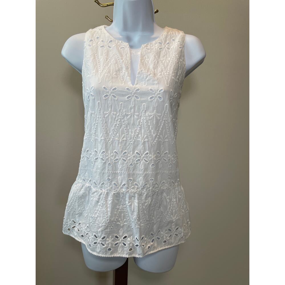 LOFT 100% Cotton Eyelet Embroidered Sleeveless Top – Size S